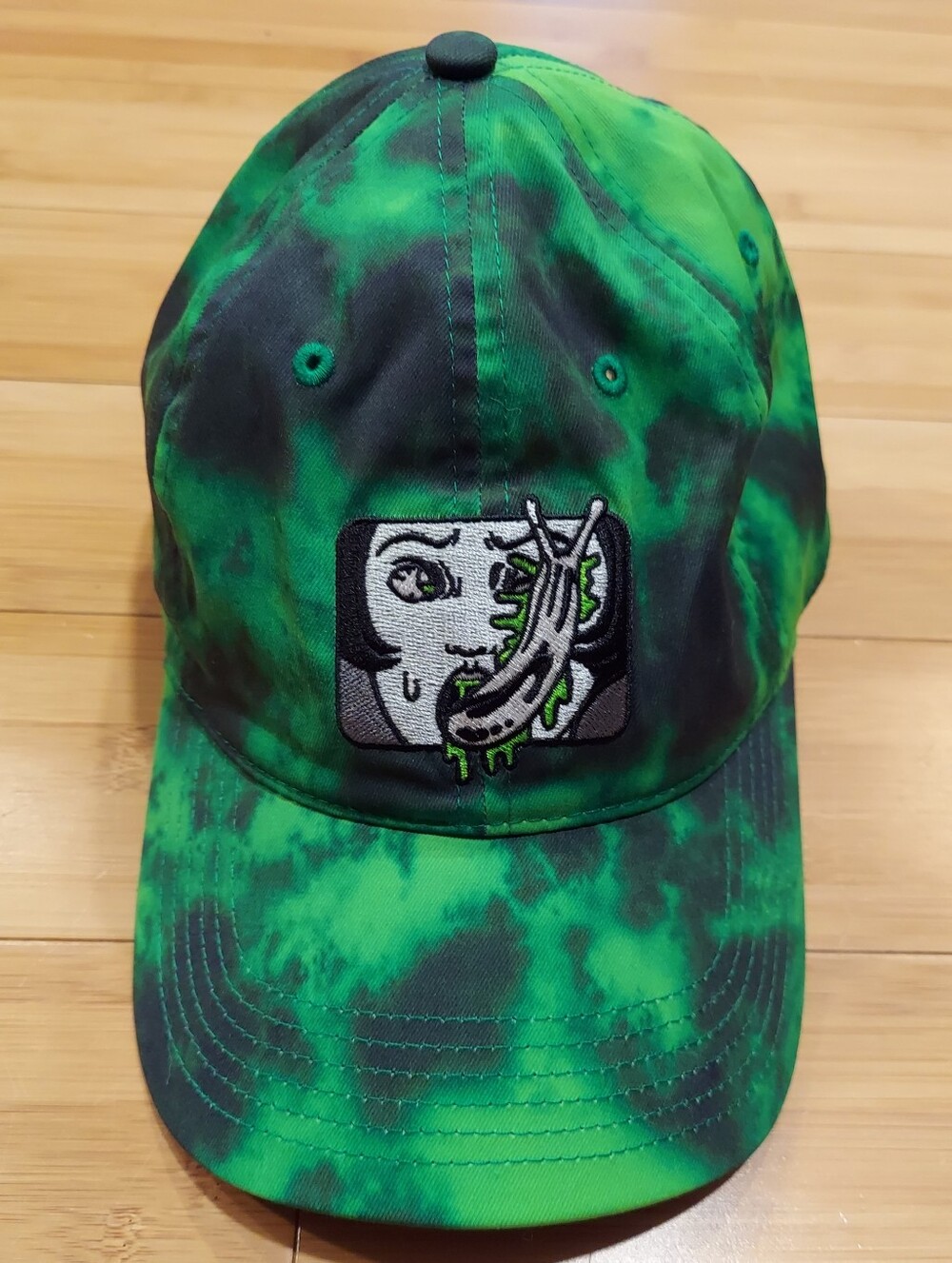Spencer's Junji Ito Slug Girl Green & Black Tie Dye Dad Hat Baseball Hat - Picture 3 of 7